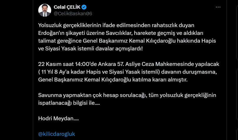 Avukatı Celal Çelik