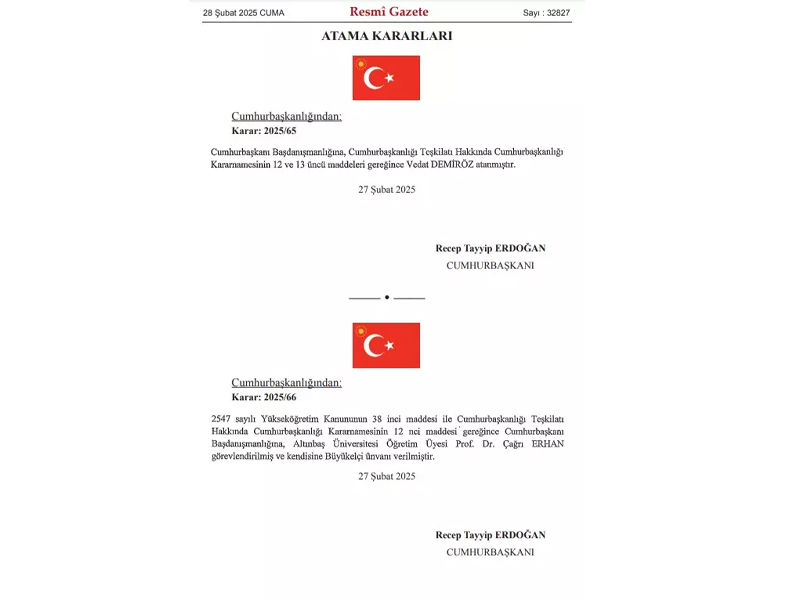 Cumhurbaşkanı Erdoğan'a Iki Yeni Başdanışman Atandı-1