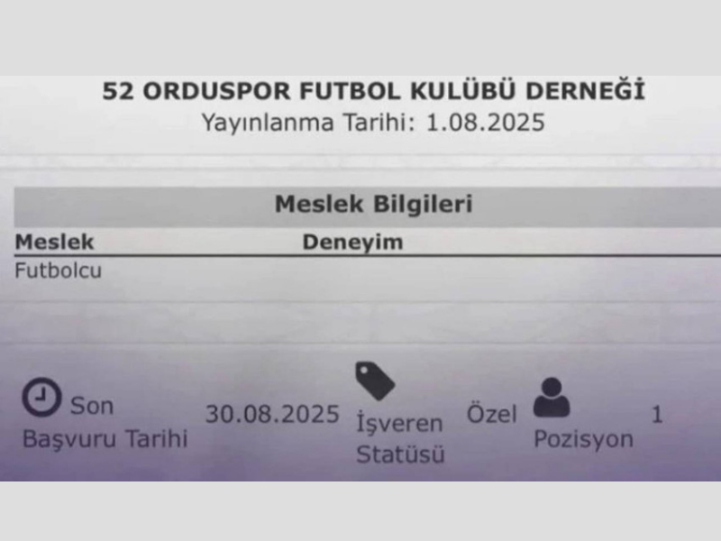 52 Orduspor, futbolcu transferi için İŞKUR'a başvurdu1