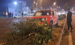 Diyarbakır'da sürücüsünün kontrolünden çıkan cip refüje çıktı