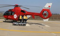 Kalp krizi geçiren kadın, ambulans helikopterle hastaneye sevk edildi
