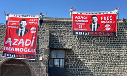 Diyarbakır'da tarihi surlara Ekrem İmamoğlu pankartı asıldı