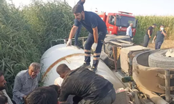 Bismil'de beton mikseri sulama kanalına düştü: 2 yaralı