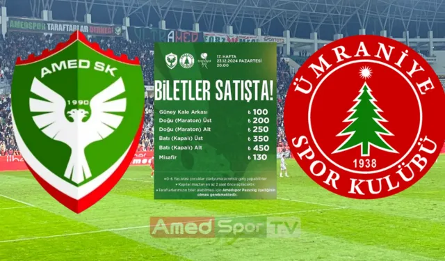 Amedspor Ümraniyespor maçı İçin bilet fiyatları satışta