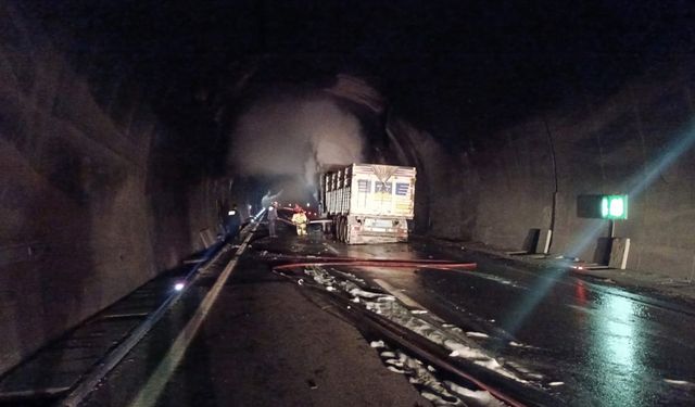 Malatya Erkenek Tüneli'nde kömür yüklü tır alev aldı