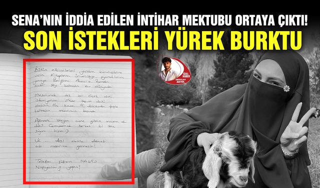 Sena’nın iddia edilen intihar mektubu ortaya çıktı! Son istekleri yürek burktu