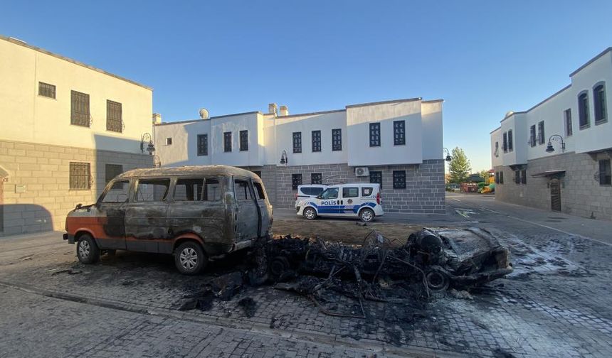 Diyarbakır’da park halinde olan minibüs ve otomobil kül oldu