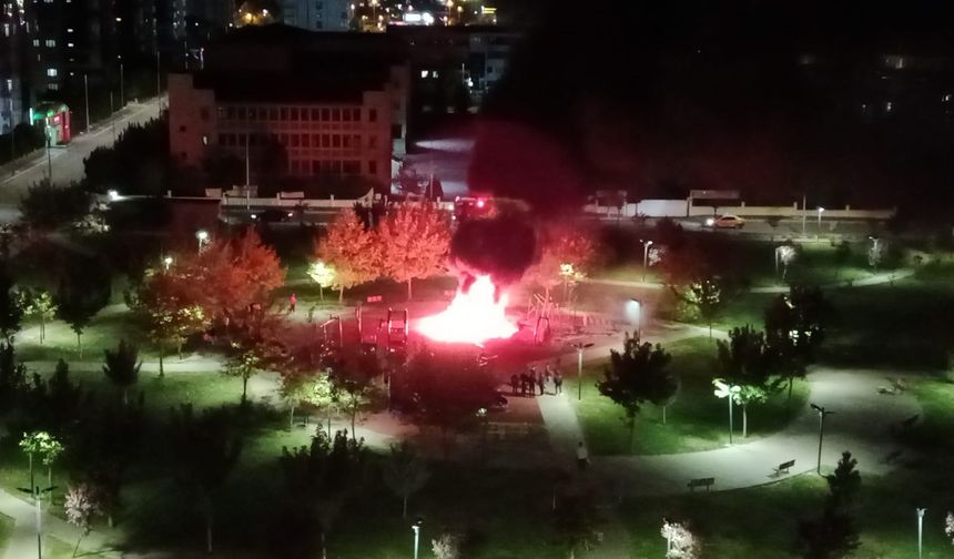 Diyarbakır'daki çocuk oyun parkı yangında kullanılamaz hale geldi