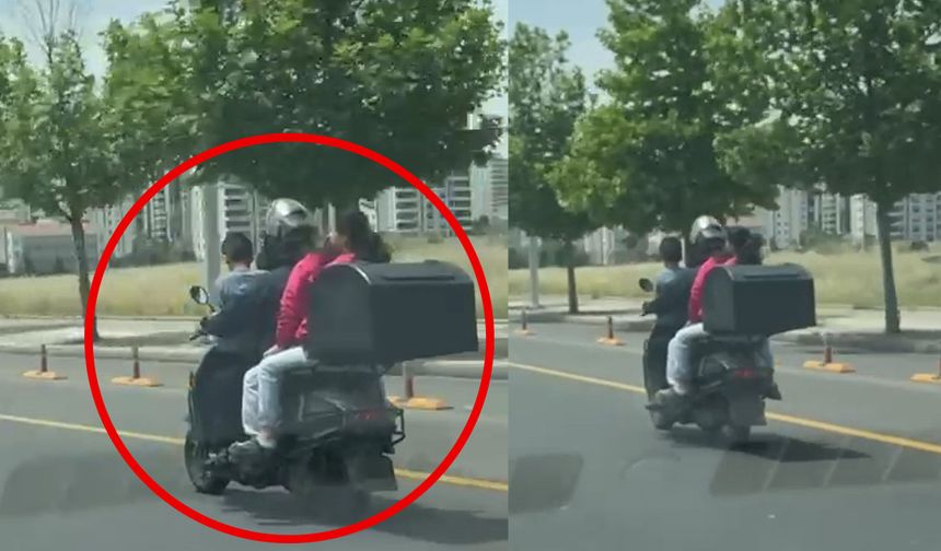 Diyarbakır’da tek motosiklette 4 çocukla tehlikeli yolculuk