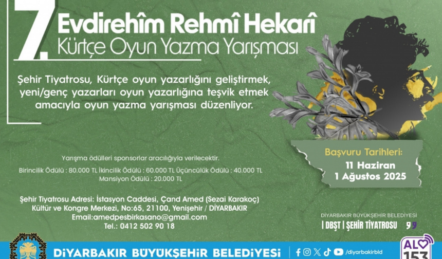 Diyarbakır’da Kürtçe oyun yazma yarışması başvuruları başladı