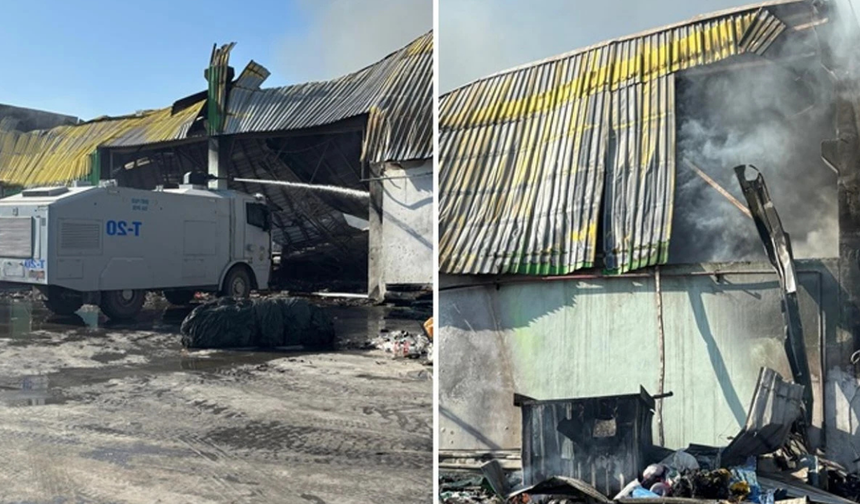Geri dönüşüm fabrikasında korkutan yangın